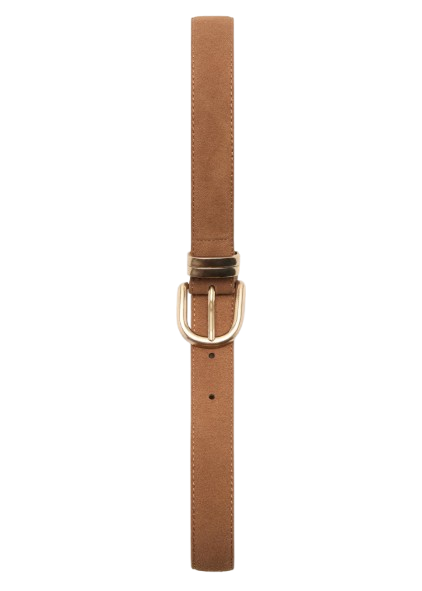 Womens Brown Suede Belt with Gold Buckle